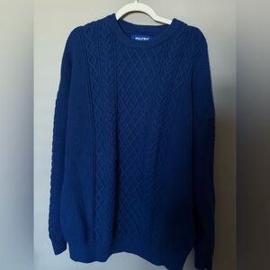 Aelfric Eden Sweater Womens Medium Vintage Navy Cable Knit Textured Pullover